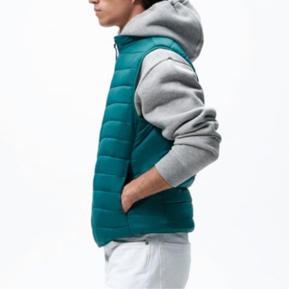 Zara men lightweight puffer vest Duck Blue NWT - Picture 3 of 4